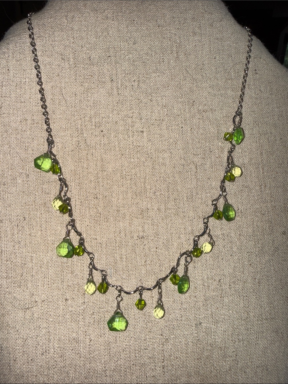 Lia Sophia Lime Green Crystal Drop Necklace